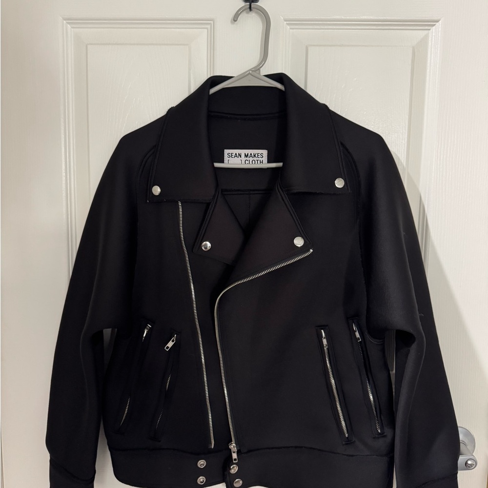 Black Neoprene Rider Jacket Sean makes cloth rare Korean brand